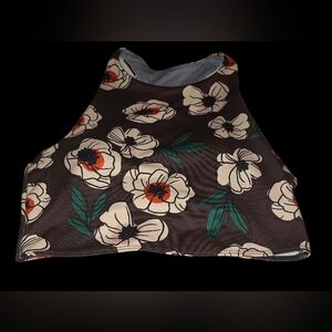 BE Active Brown Floral Activewear Top Size Medium